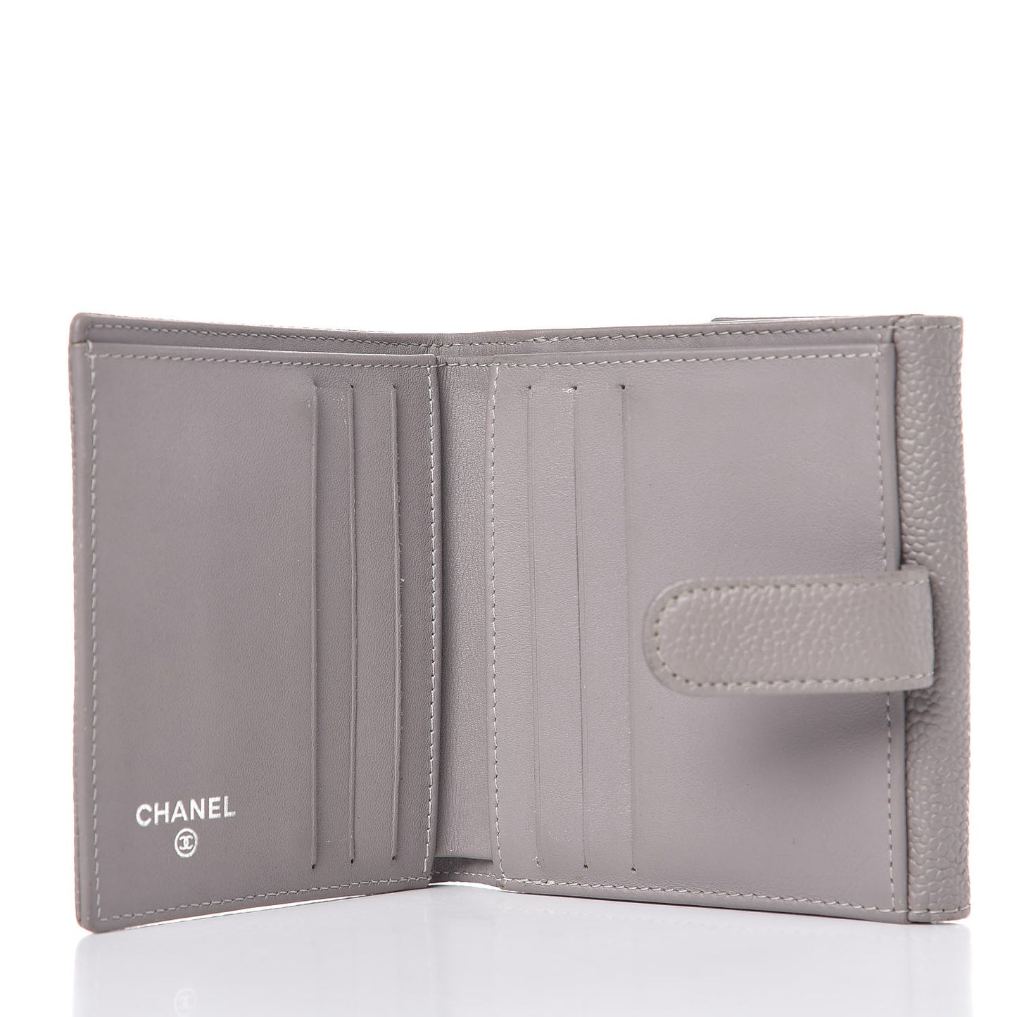 Caviar Timeless CC Compact French Wallet Light Grey