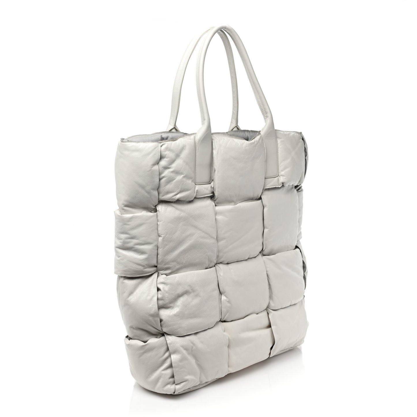 Lambskin Intrecciato The Squash Padded Tote Chalk