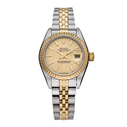 Rolex Stainless Steel 18K Yellow Gold 26mm Oyster Perpetual Datejust Watch Champagne Tapestry 79173 1 of 4