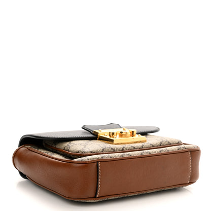 Gucci GG Supreme Monogram New Sakai Lux Calfskin Mini Padlock Flap Pocket Shoulder Bag Beige Ebony Black Cuir 4 of 12