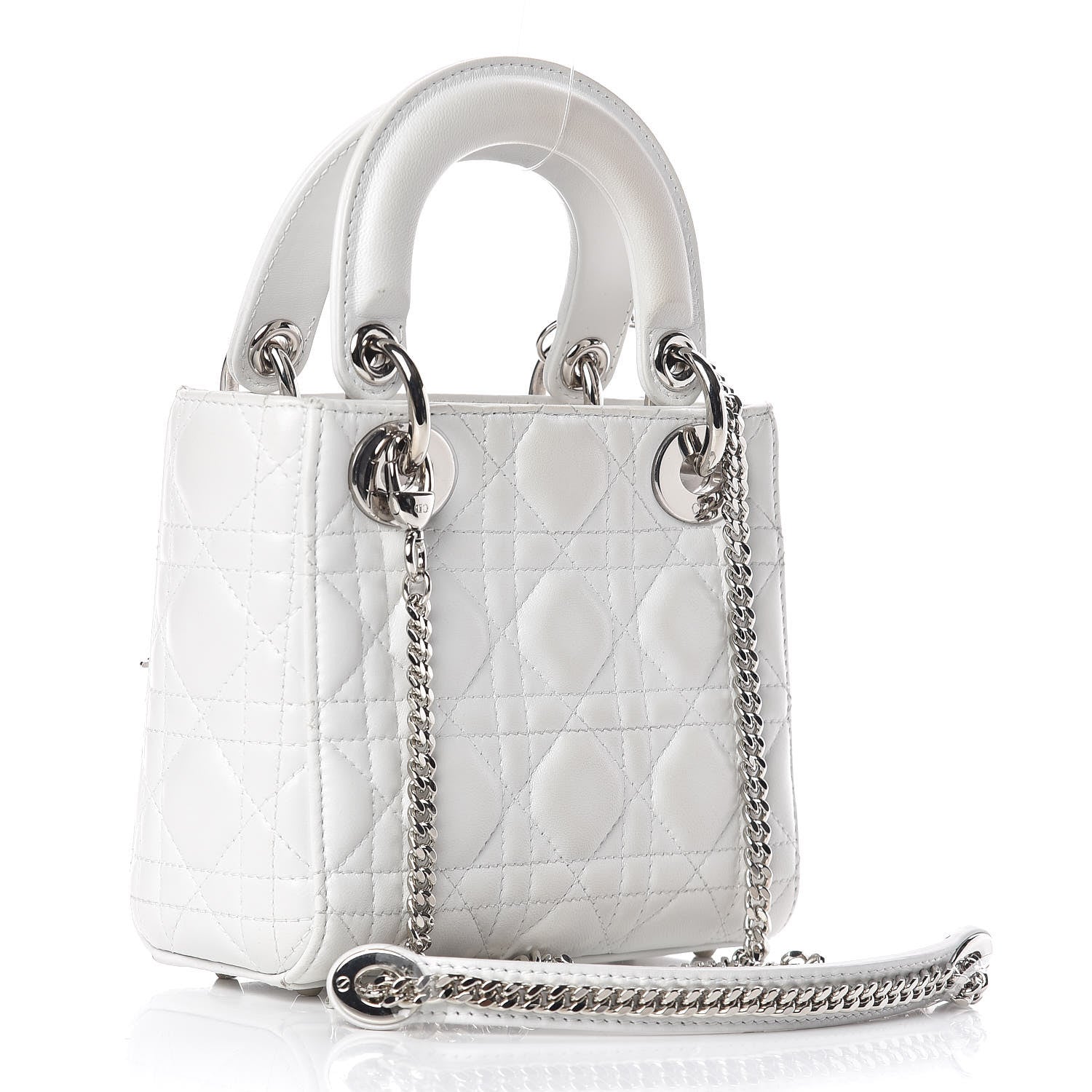 Christian Dior Lambskin Cannage Mini Lady Dior White 3 of 12