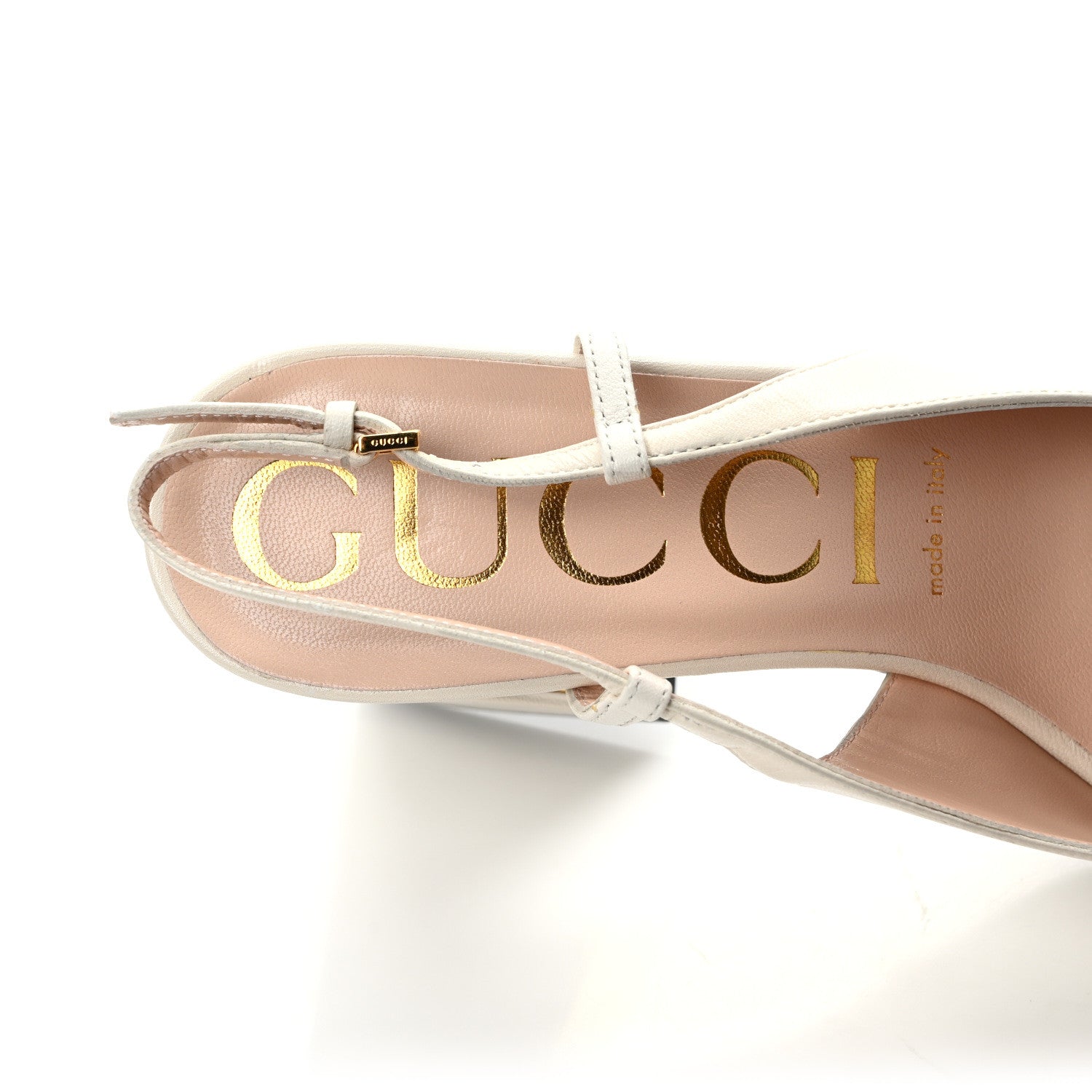 Gucci Malaga Kid Horsebit 75mm Slingback Pumps 39 Mystic White 7 of 7