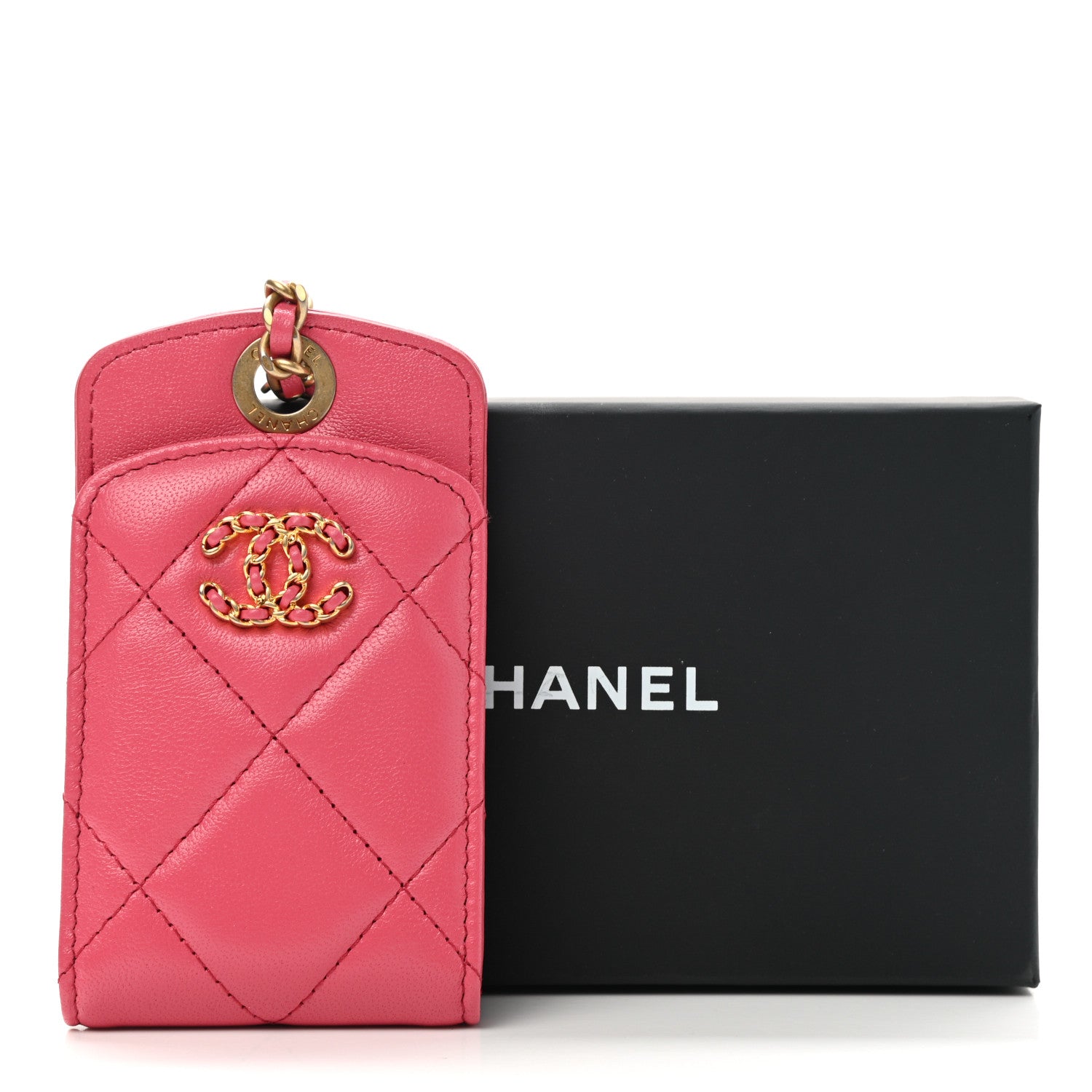 Chanel Lambskin Quilted Chanel 19 Luggage Tag Pink 8 of 8