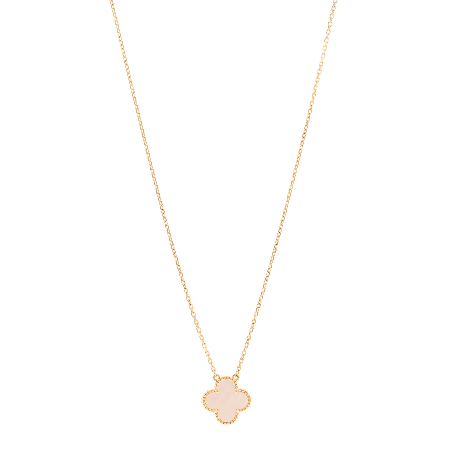 18K Yellow Gold Mother of Pearl Vintage Alhambra Pendant Necklace