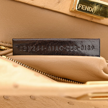 Fendi Ostrich Shiny Nappa Mini Peekaboo Iconic Satchel Cuoio 8 of 12