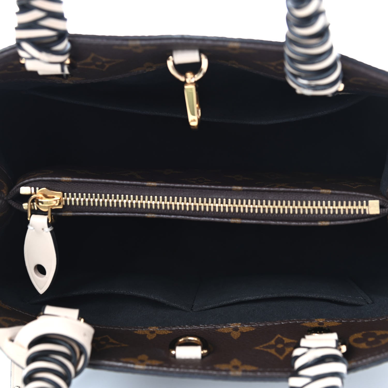 Louis Vuitton Monogram Braided Montaigne BB Creme Beige 4 of 8