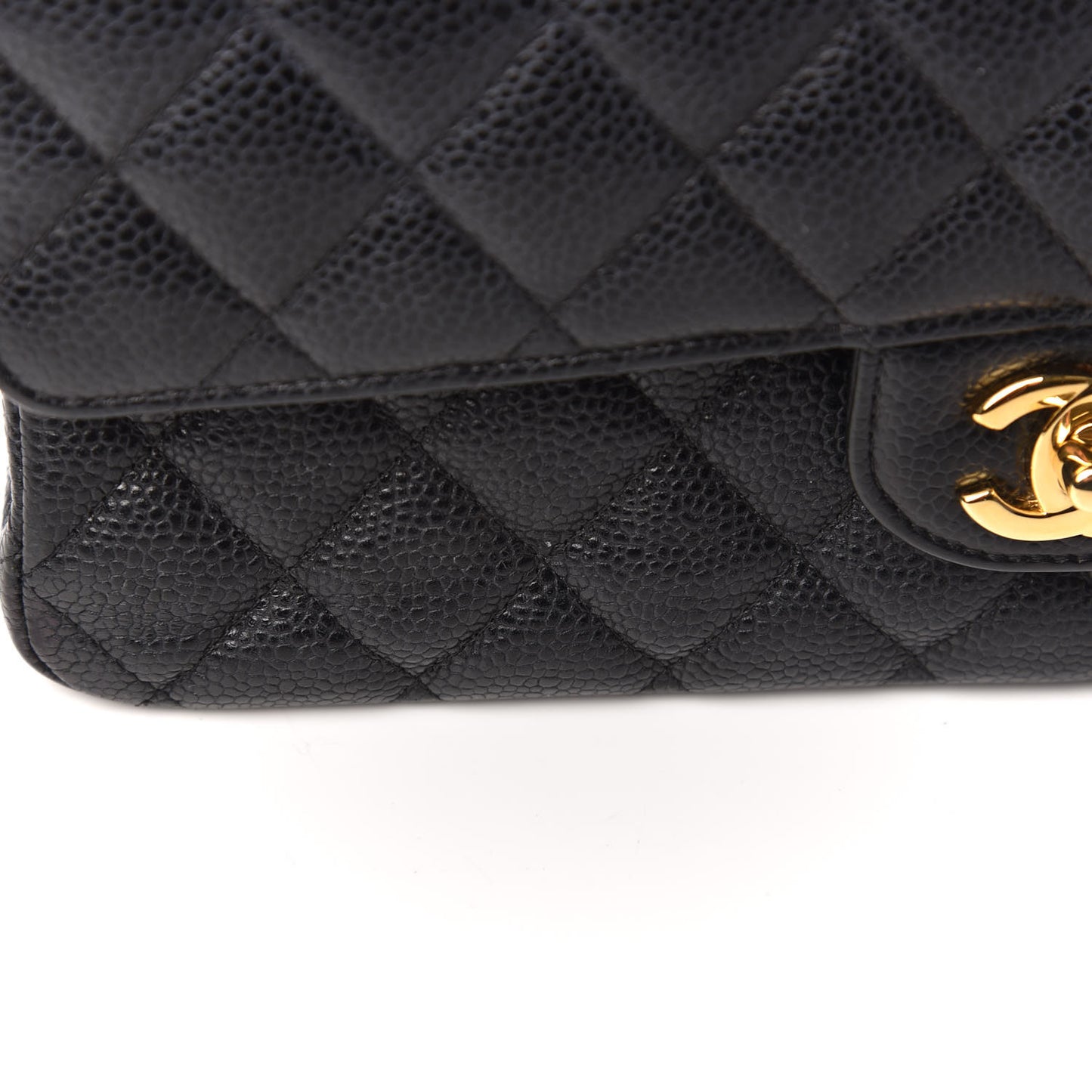 Caviar Quilted Medium Double Flap Black