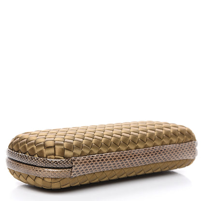 Bottega Veneta Satin Intreccio Impero Ayers Stretch Knot Clutch Light Brown 3 of 11