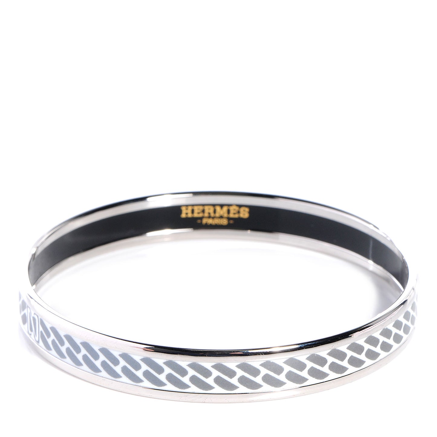 Enamel Printed Narrow Clic C'est Noue Bracelet 62 White Platinum