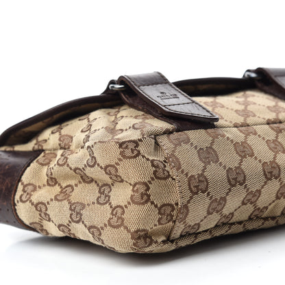 Gucci Monogram Small Double Buckle Flap Messenger Bag Beige Dark Brown 6 of 13