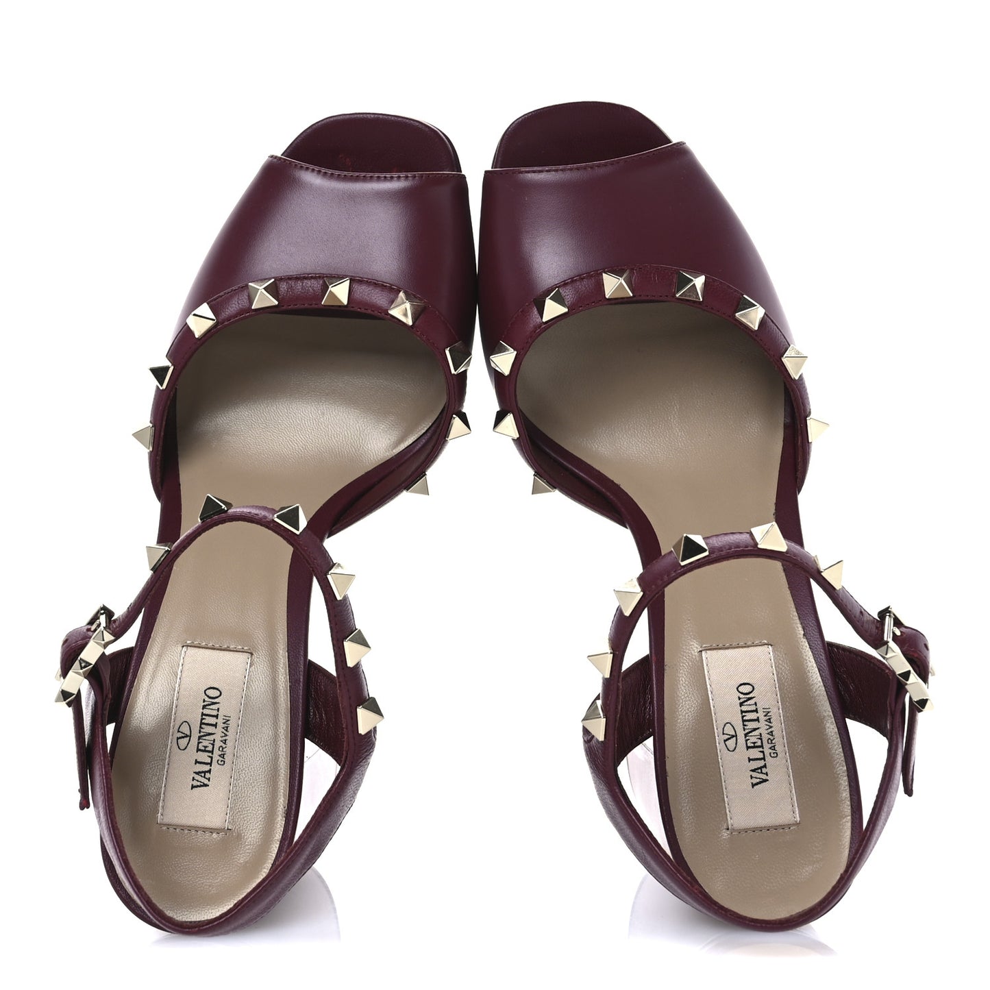 Calfskin Rockstud Platform Sandals 38.5 Cerise