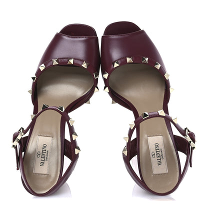 Valentino Garavani Calfskin Rockstud Platform Sandals 38.5 Cerise 2 of 10