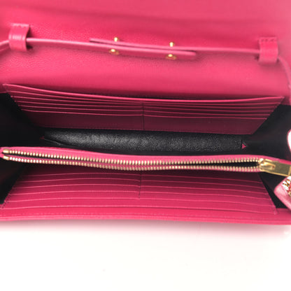 Saint Laurent Grain De Poudre Matelasse Chevron Monogram Chain Wallet Bubblegum 4 of 6