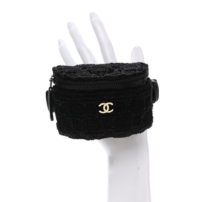 Chanel Tweed Lambskin Quilted Arm Coin Purse Black 2 of 8