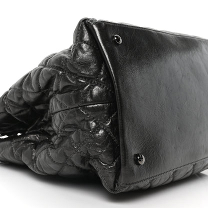 Chanel Metallic Aged Calfskin Quilted Small Chain Me Tote Dark Silver 9 of 10