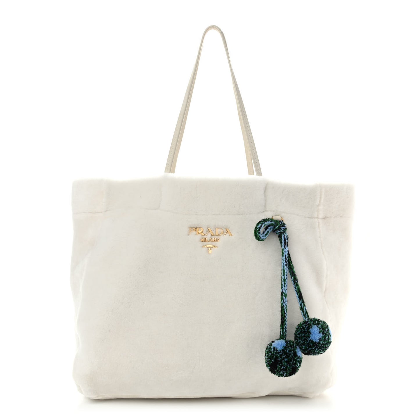 Shearling Saffiano Shoulder Bag White