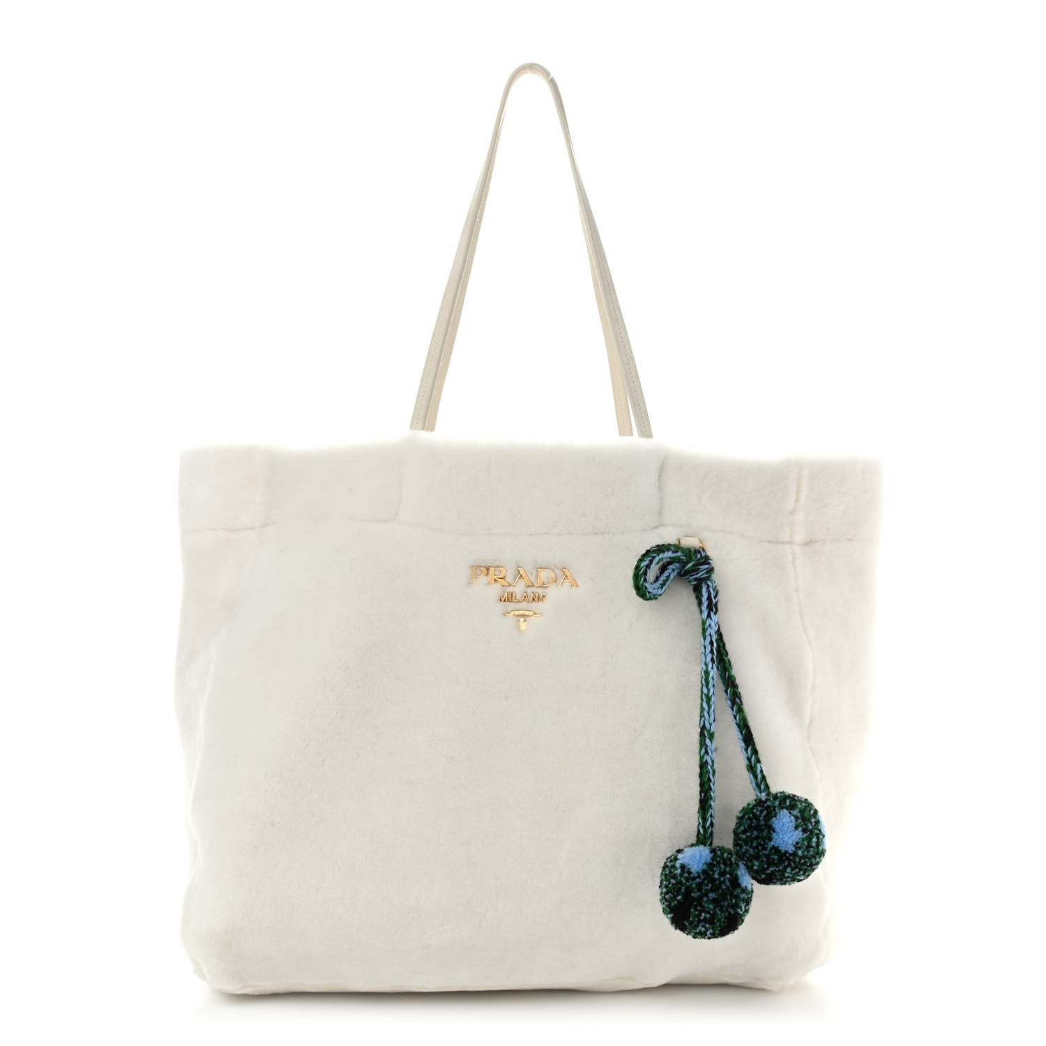 Prada Shearling Saffiano Shoulder Bag White 2 of 11