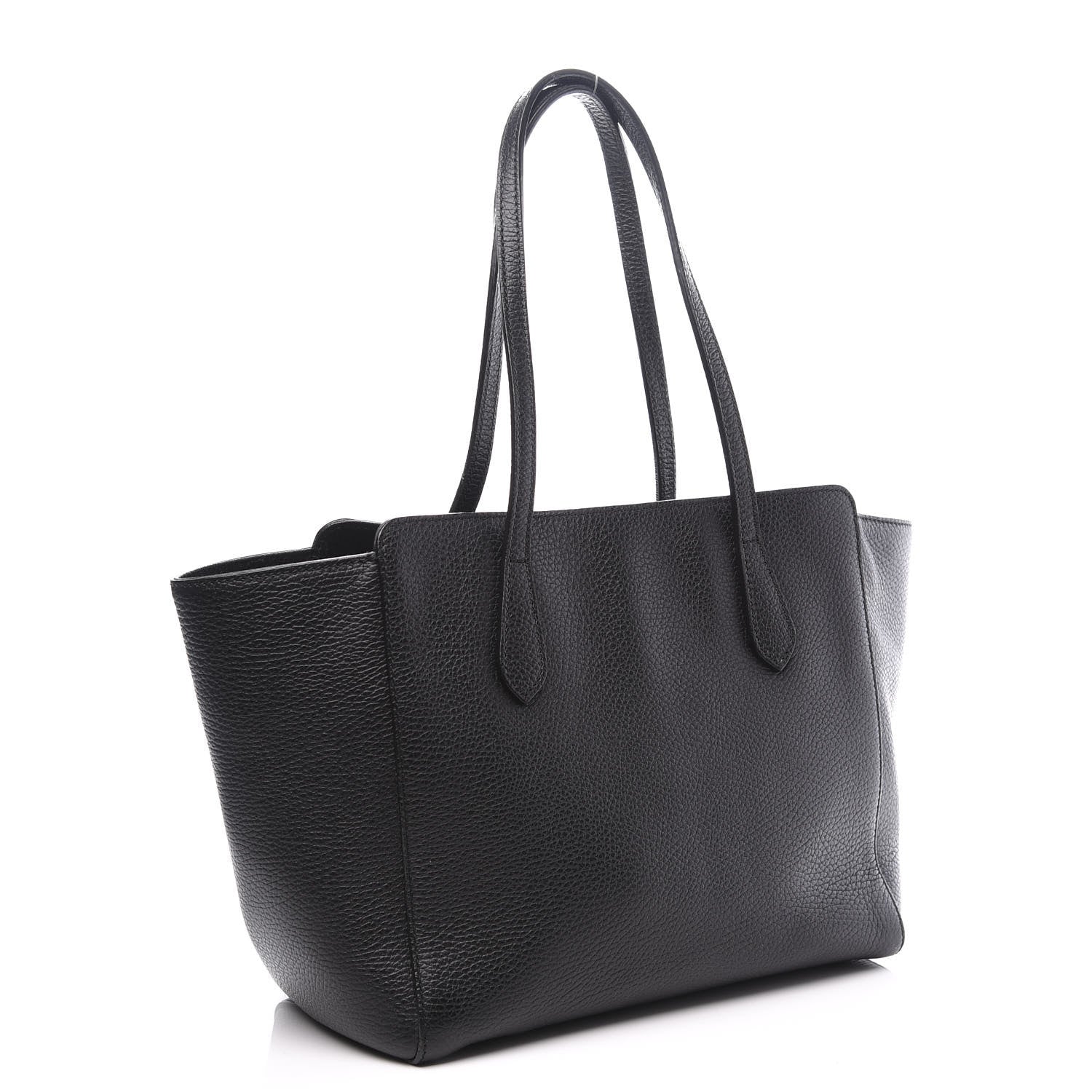 Gucci Pebbled Calfskin Small Swing Tote Black 2 of 10