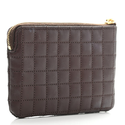 Celine Calfskin Quilted C Charm Coin Card Pouch Brown 3 of 9