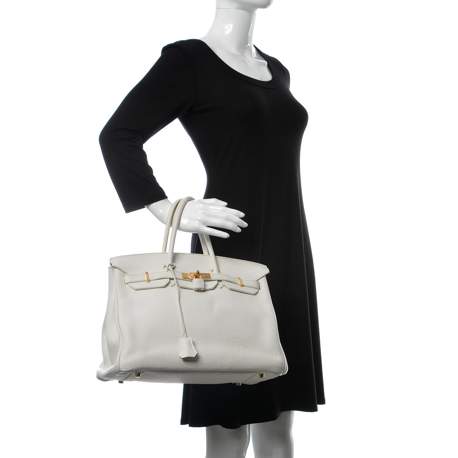 Hermes Taurillon Clemence Birkin 35 White 2 of 17