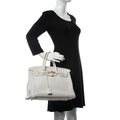 Hermes Taurillon Clemence Birkin 35 White 2 of 17