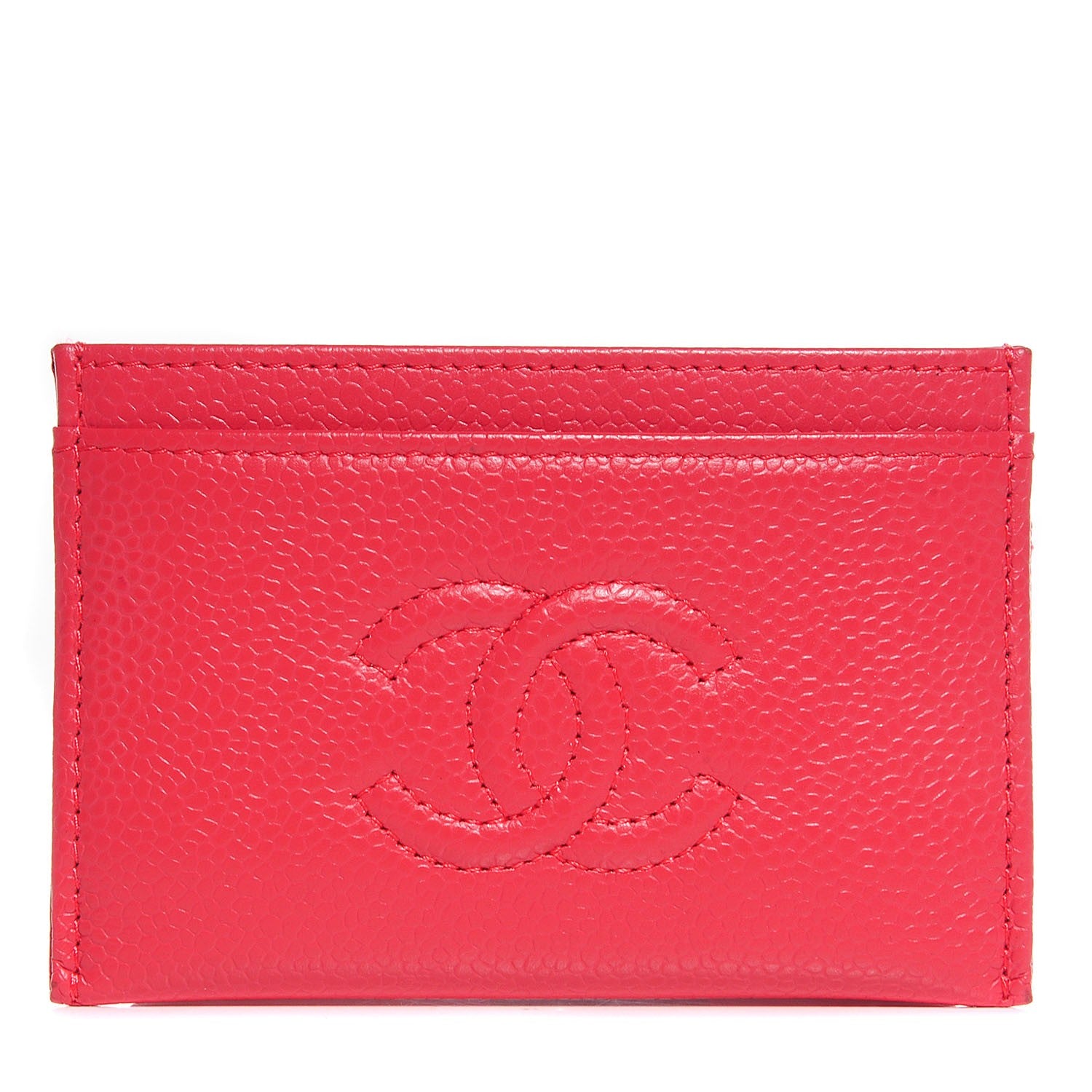 Chanel Caviar Timeless CC Card Holder Coral 1 of 8