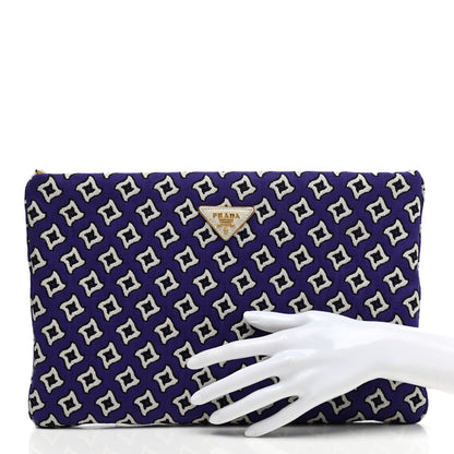 Prada Tessuto Jacquard Large Clutch Purple White 2 of 9