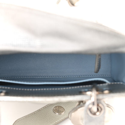 Christian Dior Metallic Grained Calfskin Cannage Small Lucky Badges My Lady Dior Silver 5 of 14