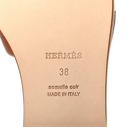 Hermes Box Calfskin Oran Sandals 38 Gold 6 of 8