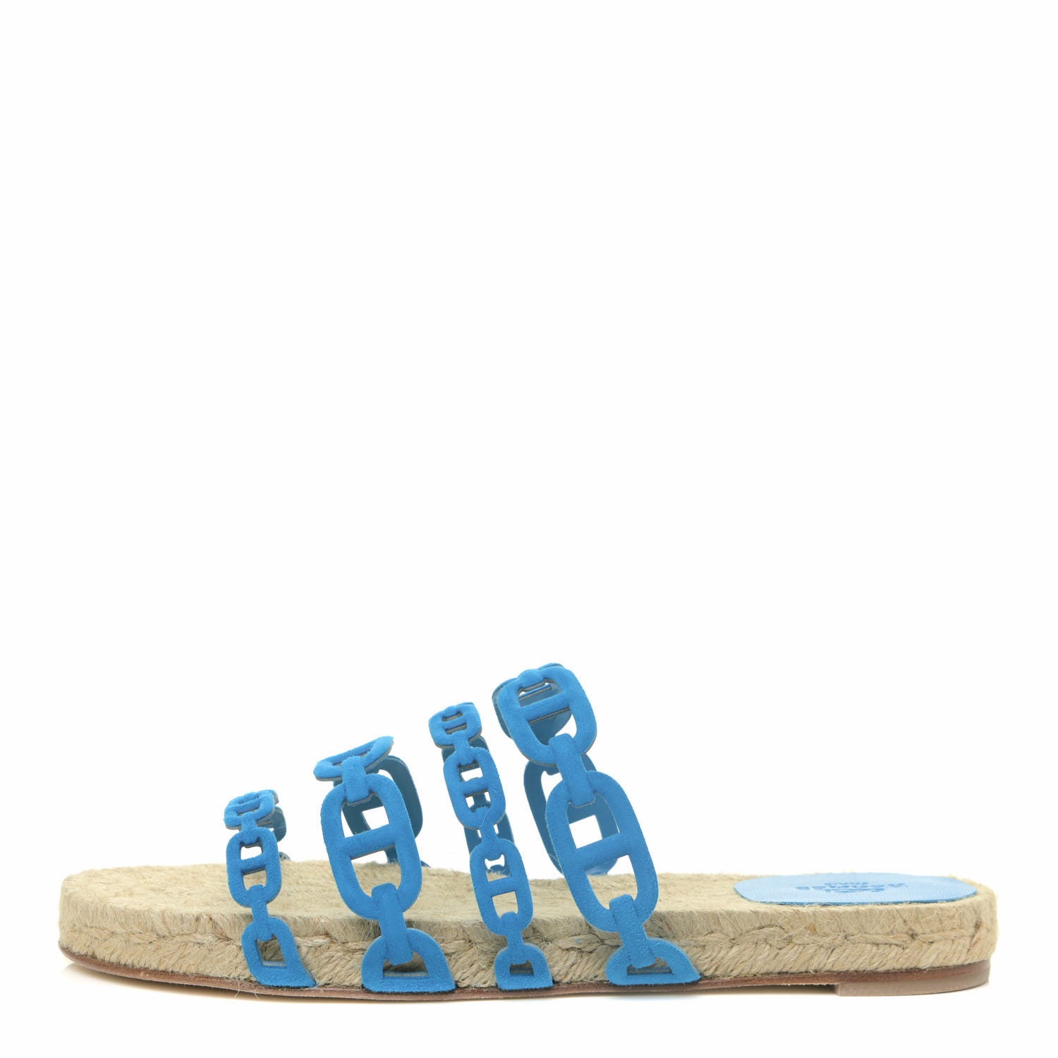 Hermes Suede Goatskin Ancone Espadrille Sandals 37 Bleu Vif 1 of 9