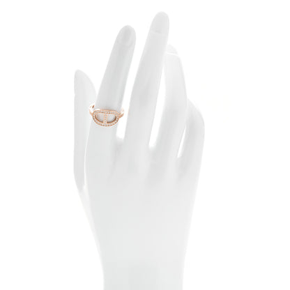 Hermes 18K Rose Gold Diamond MM Chaine d'Ancre Contour Ring 54 7 2 of 5
