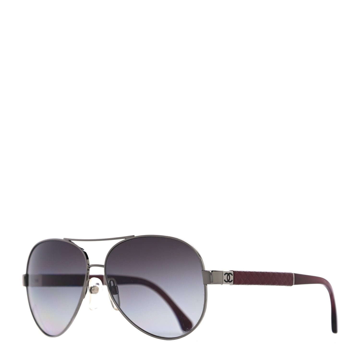 Chanel Lambskin Quilted CC Aviator Sunglasses 4195-Q Burgundy 1 of 7