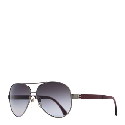Chanel Lambskin Quilted CC Aviator Sunglasses 4195-Q Burgundy 1 of 7