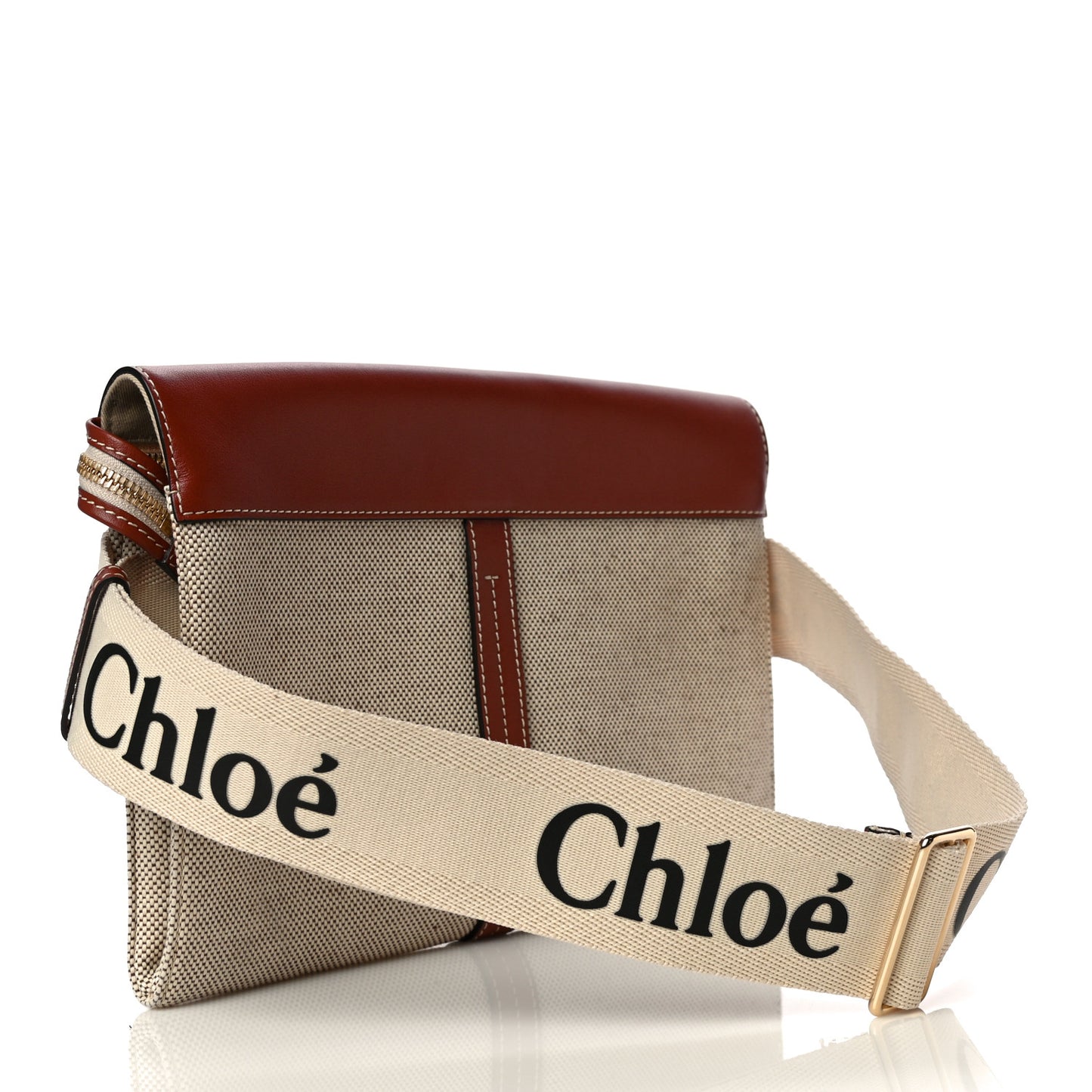 Cotton Calfskin Woody Belt Bag Beige Brown