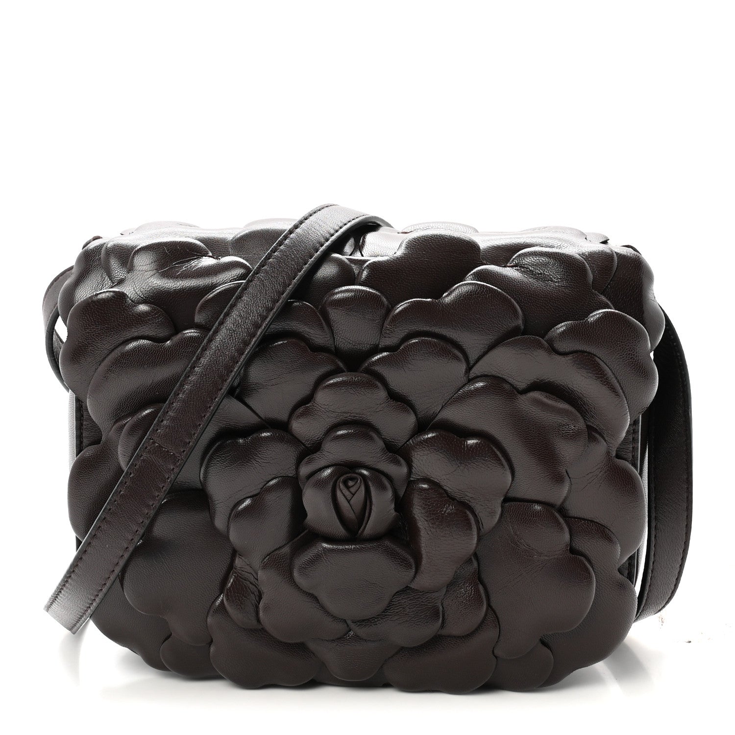 Valentino Garavani Nappa Atelier 03 Rose Edition Small Flap Crossbody Bag Dark Brown 1 of 9