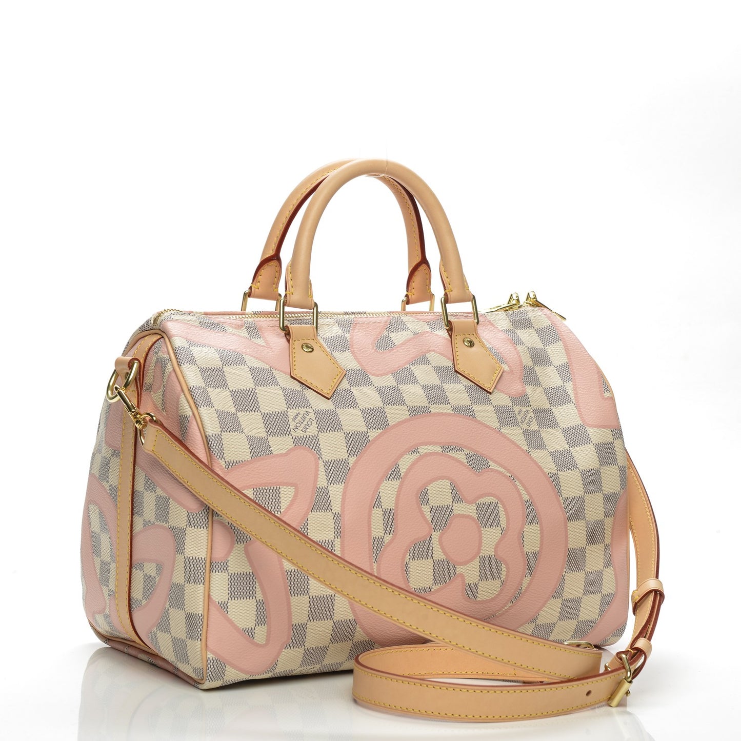 Damier Azur Tahitienne Speedy Bandouliere 30 Rose Ballerine