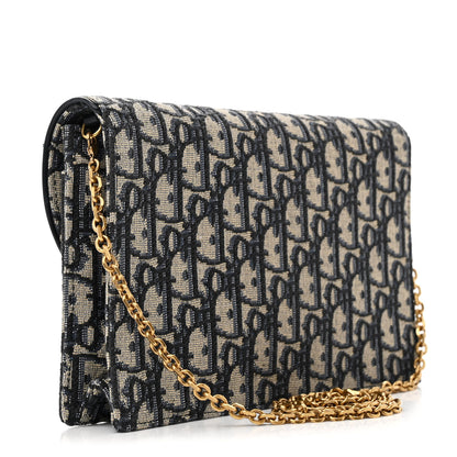 Christian Dior Oblique Saddle Chain Pouch Blue 3 of 13