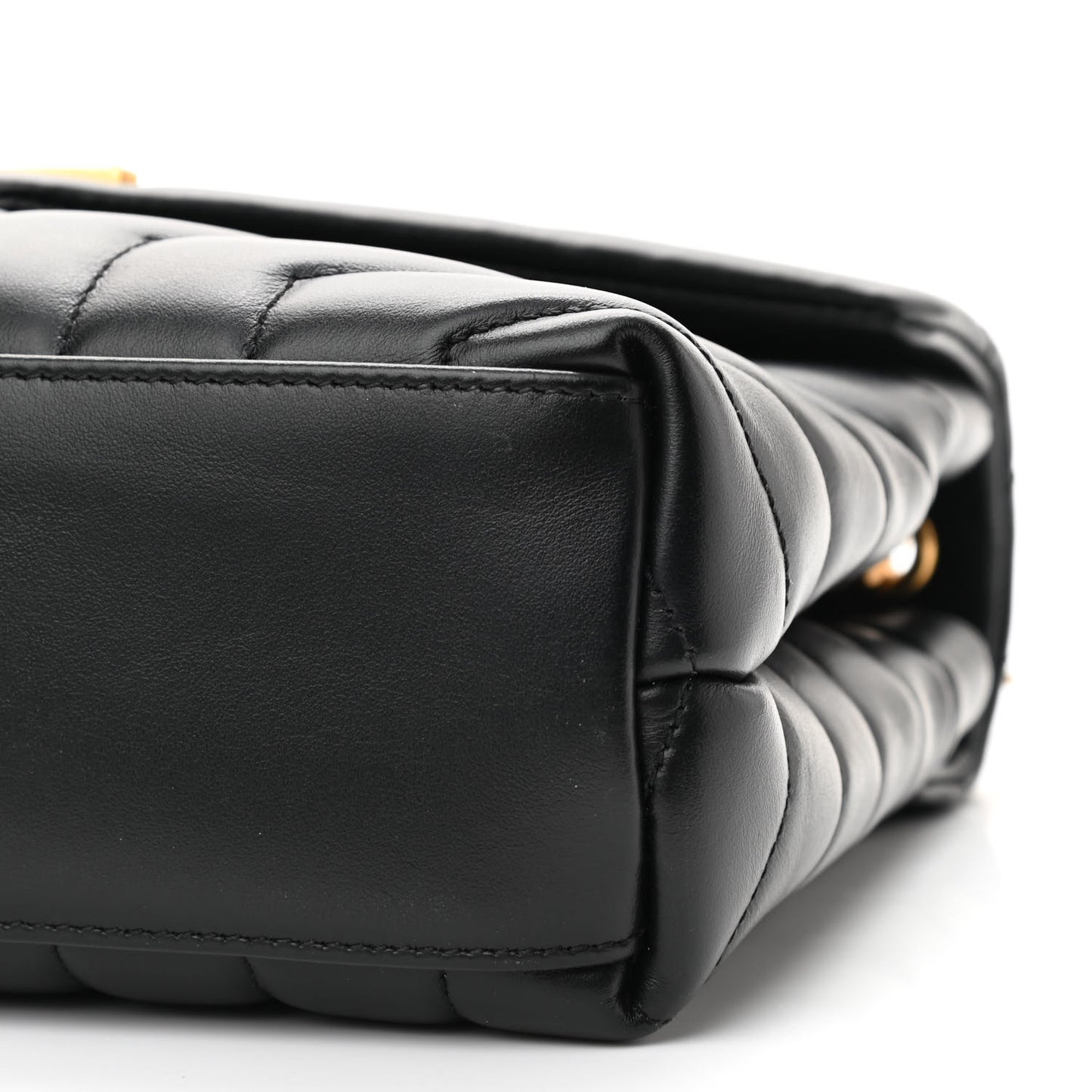 Calfskin Y Quilted Monogram Small Loulou Chain Satchel Black