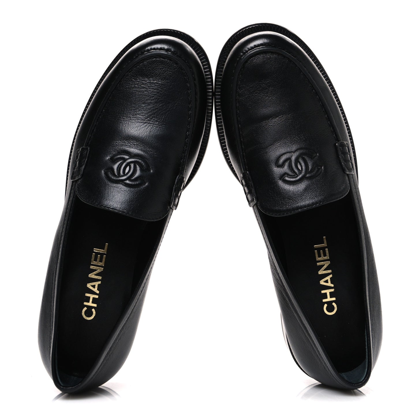 Lambskin CC Mocassin Loafers 38 Black