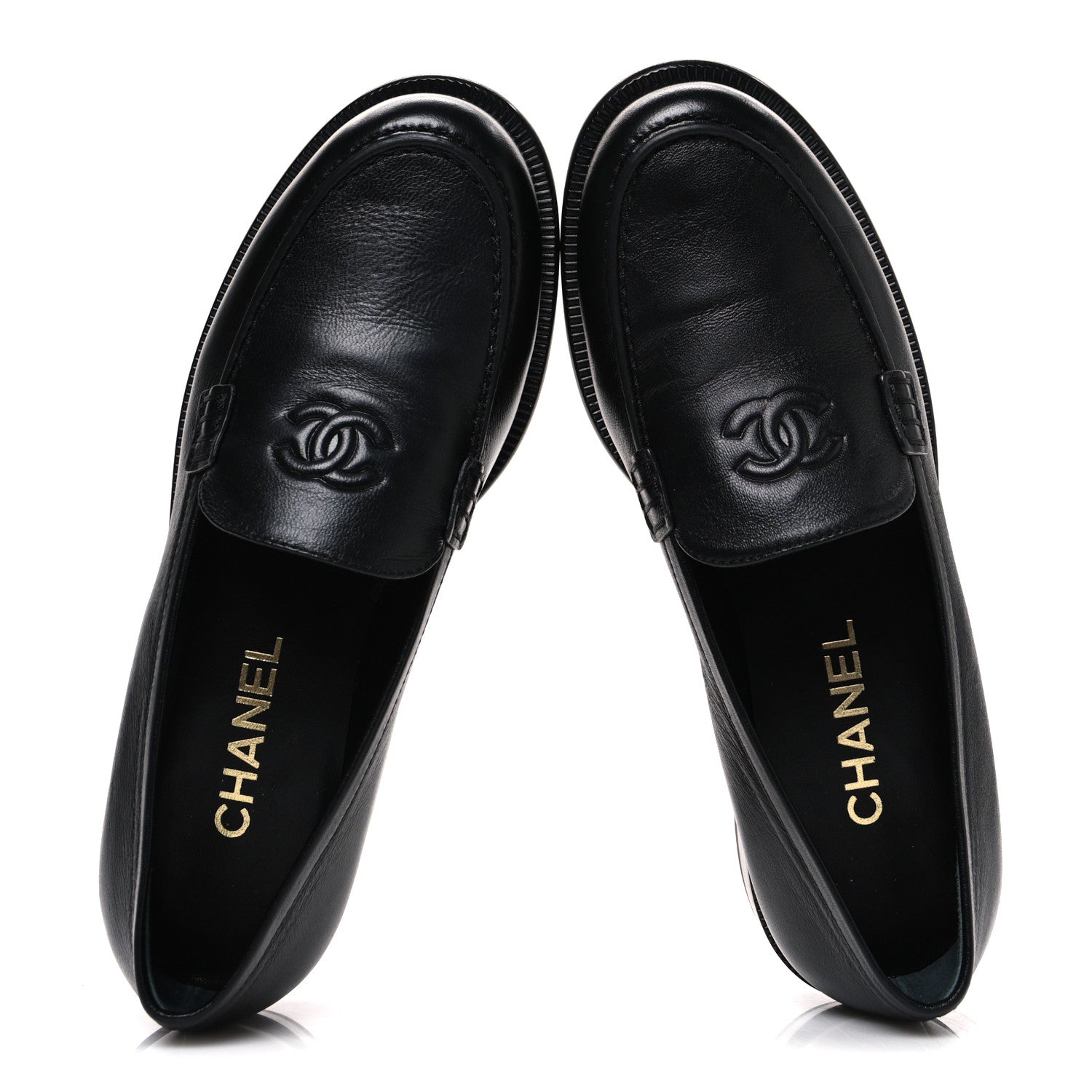 Chanel Lambskin CC Mocassin Loafers 38 Black 2 of 11