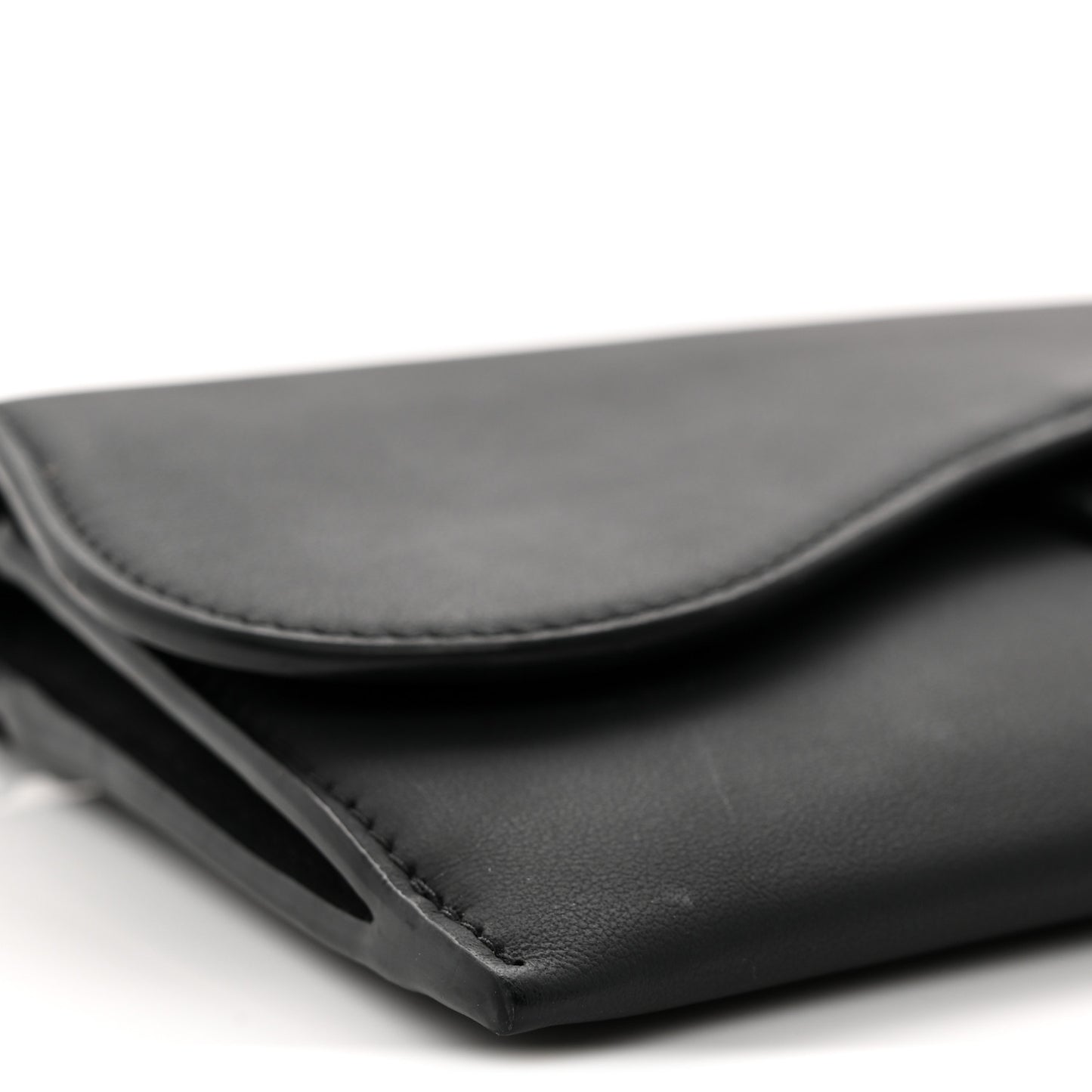 Ultra Matte Calfskin Saddle Chain Wallet Pouch Black