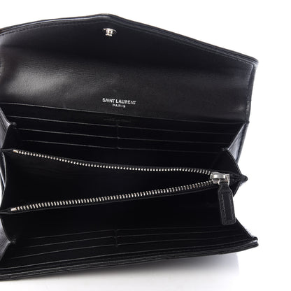 Saint Laurent Lambskin Y Quilted Monogram Large Loulou Flap Wallet Black 5 of 7