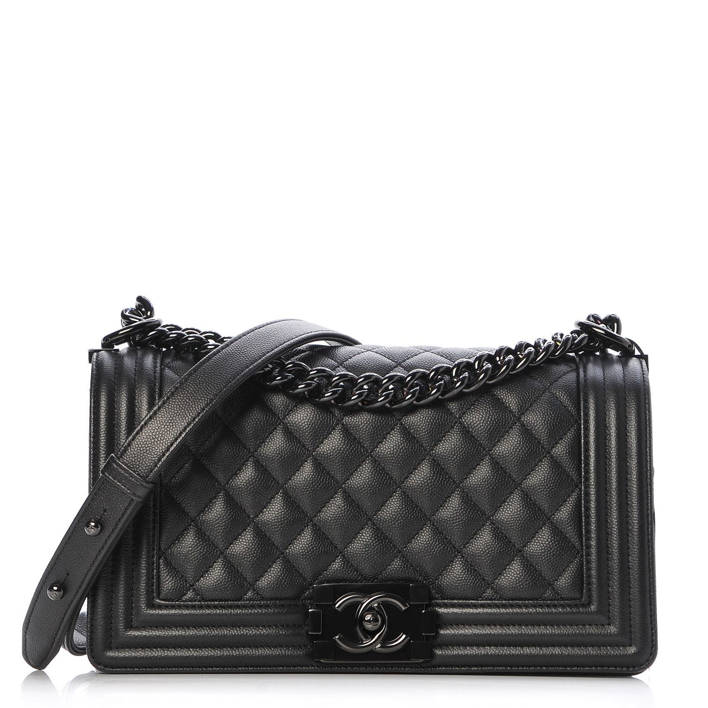 Caviar Quilted Medium Boy Flap So Black