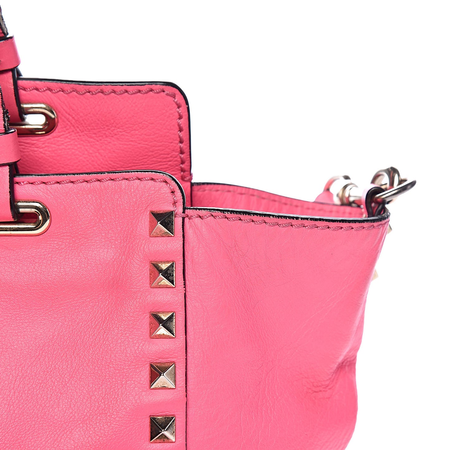 Vitello Small Rockstud Tote Fuxia Fluo
