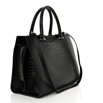 Saint Laurent Croc Calfskin Embossed Medium Uptown Tote Black 3 of 11