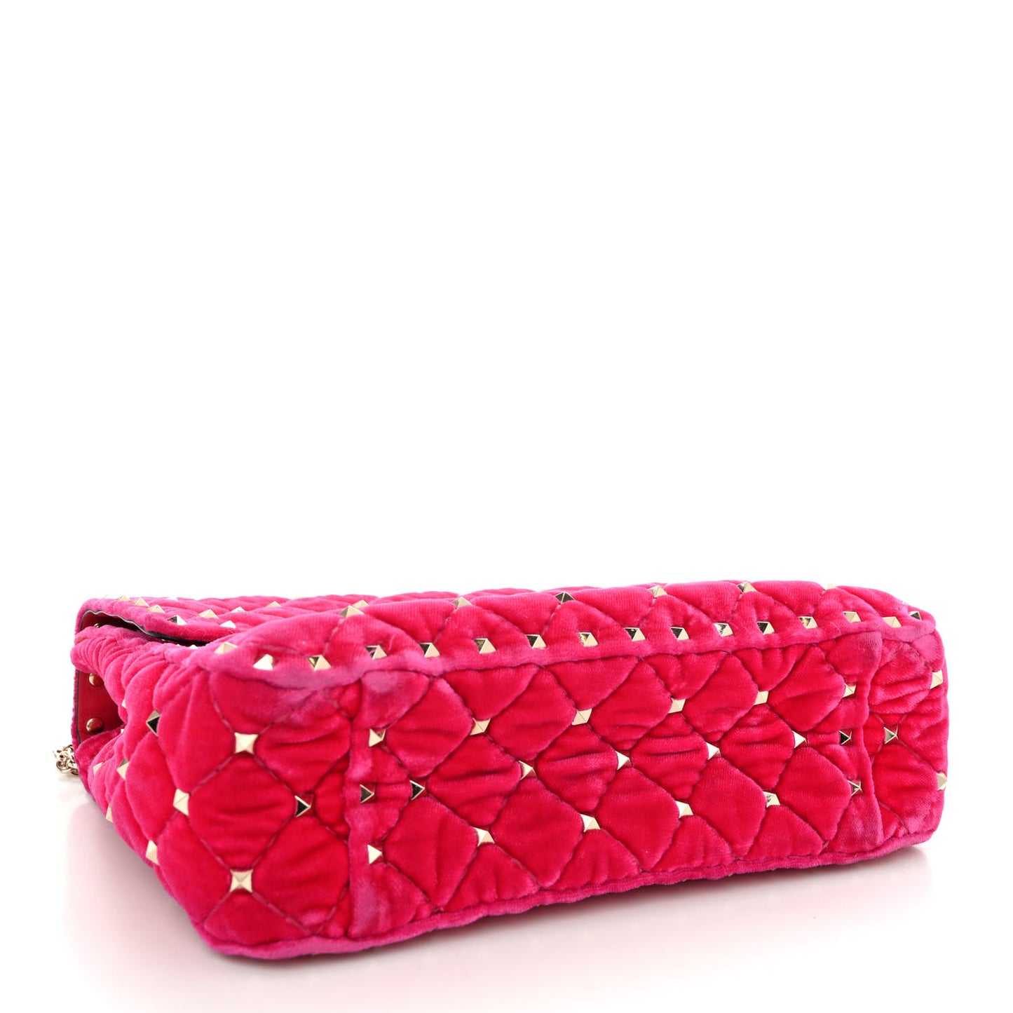 Velvet Medium Rockstud Spike Shoulder Bag Disco Pink