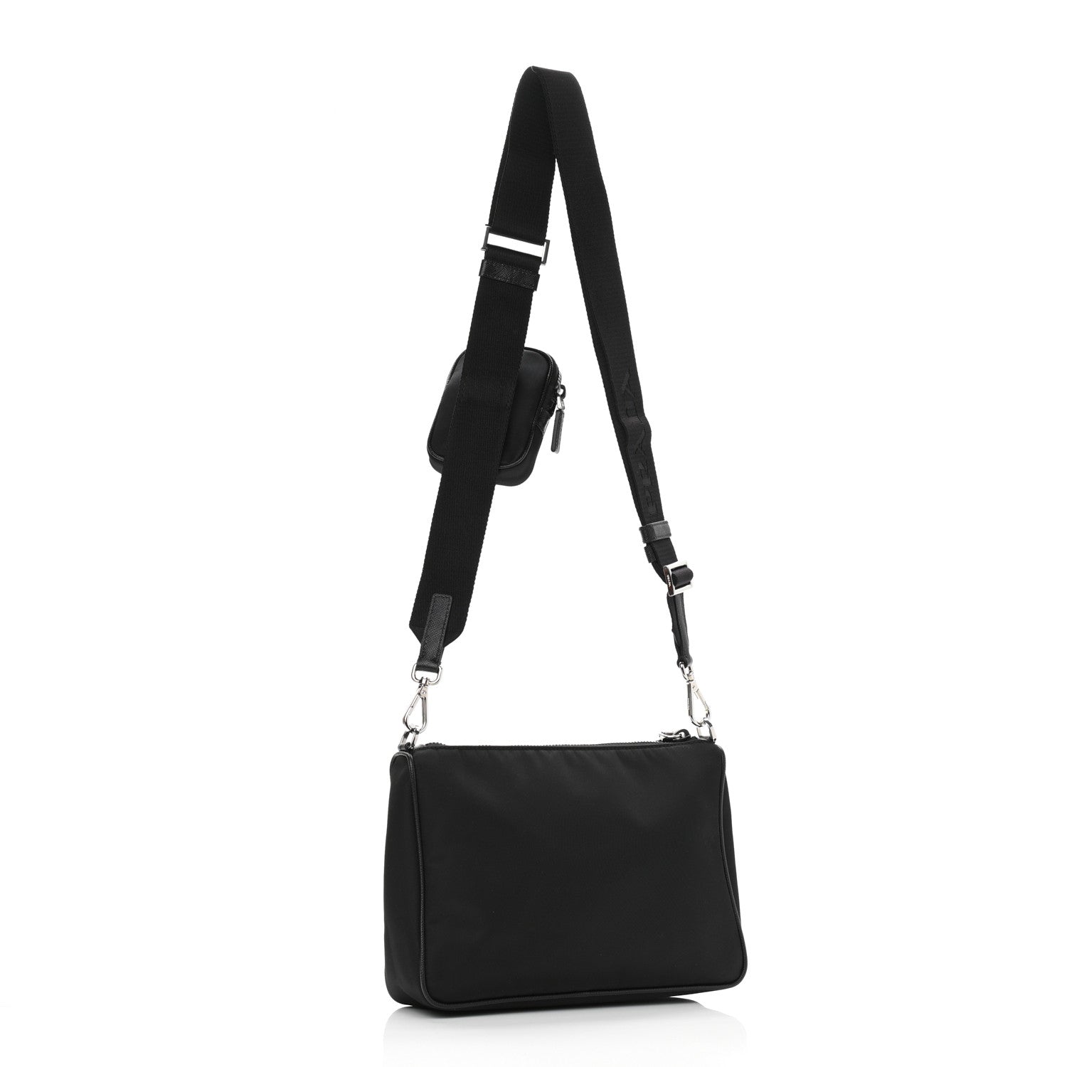 Prada Re-Nylon Saffiano Pocket Zippered Shoulder Bag Black 4 of 13
