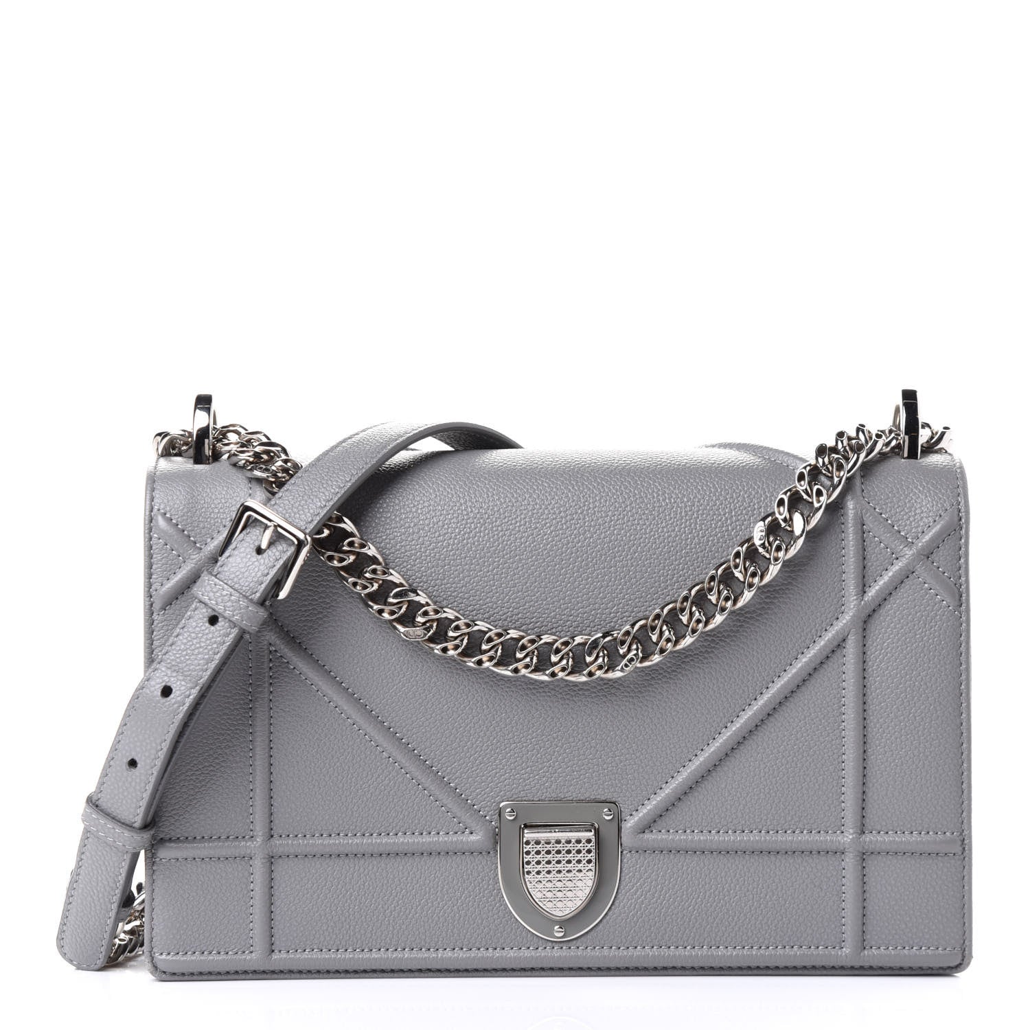 Christian Dior Grained Calfskin Medium Diorama Flap Bag Gris 1 of 4