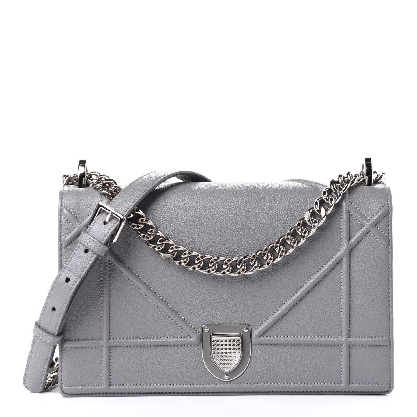 Grained Calfskin Medium Diorama Flap Bag Gris
