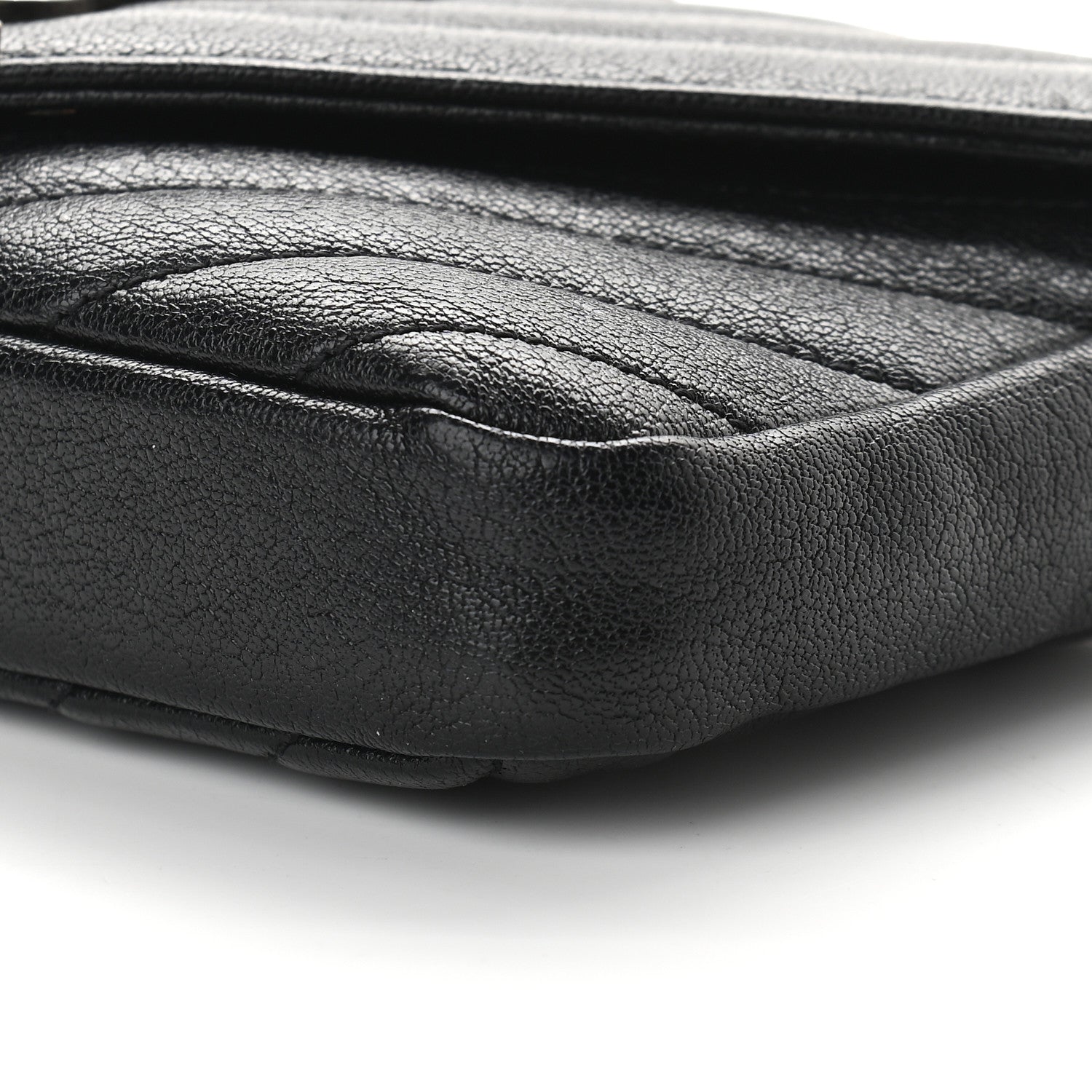 Saint Laurent Sheepskin Matelasse Chevron Monogram College Chain Wallet Black 8 of 8